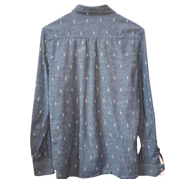 VANS Chambray Button Down Shirt Men's M Blue Embroidered Casual Hippie Skater - Picture 7 of 10